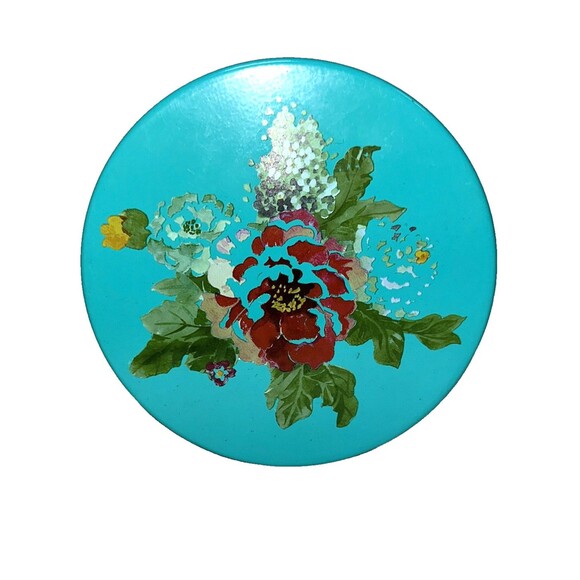 Pioneer Woman Country Garden Floral Turquoise 6.5" Large Tin Canister W/Lid - Picture 2 of 6